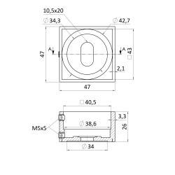 Kotvenie bočné na jokel 40 x 40 mm, brúsená AISI 304 Kotvenie bočné na jokel 40 x 40 mm, brúsená AISI 304